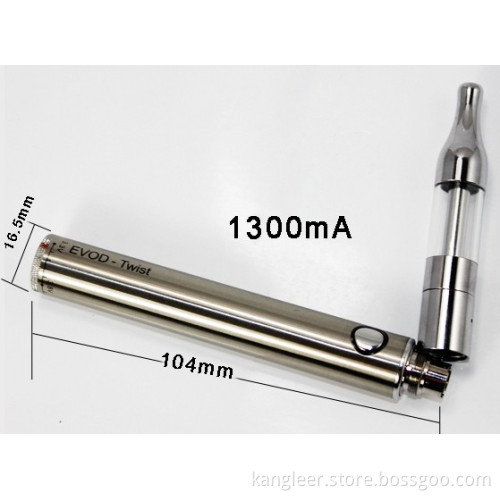 1300mAh Evod Twist Electronic Cigarette Starter Kit with 14mm Mini Protank Clearomizer and 3.2V-4.8V Evod Battery
